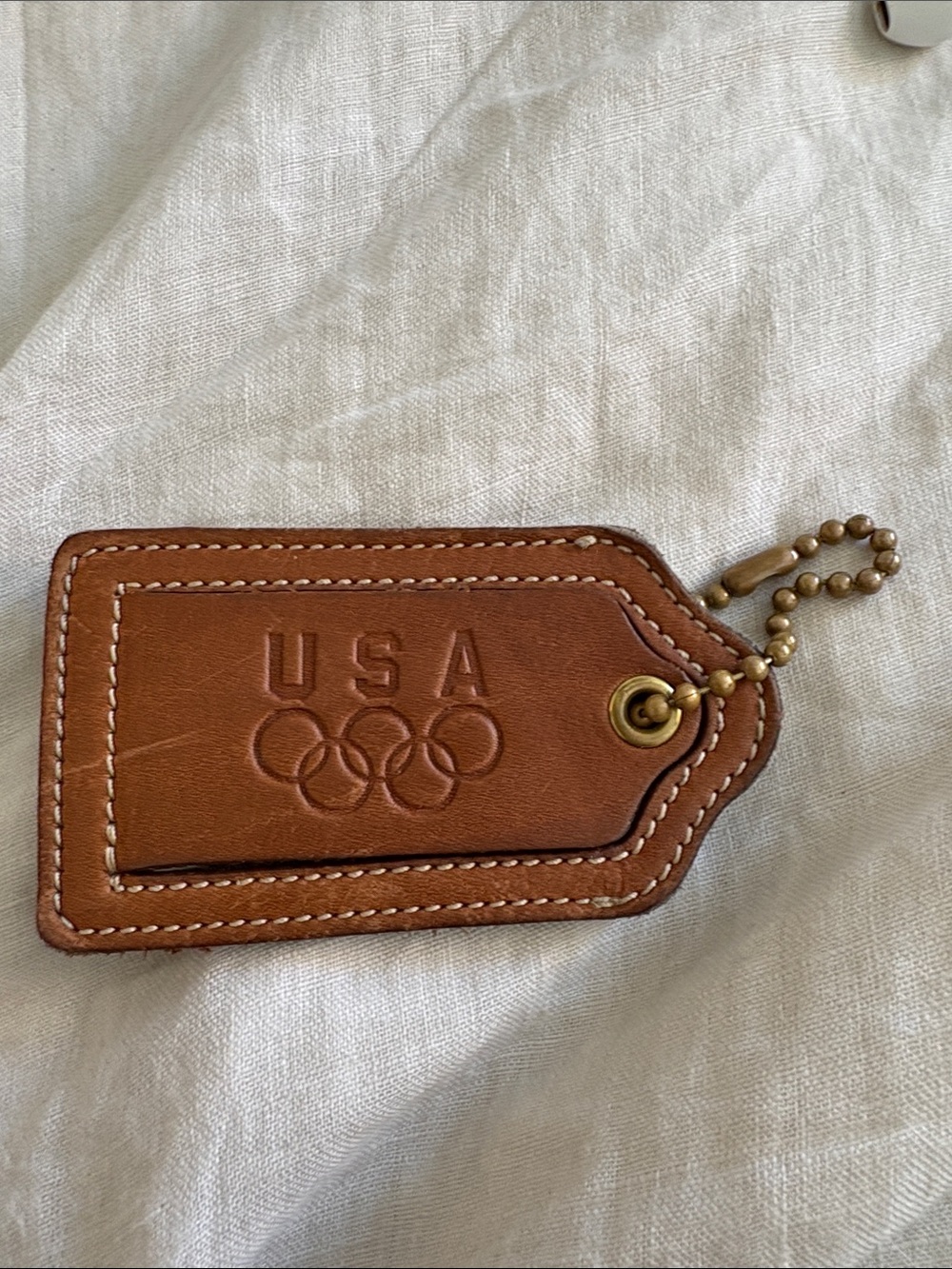 COACH 1996 USA Olympic Brown Leather Luggage Tag